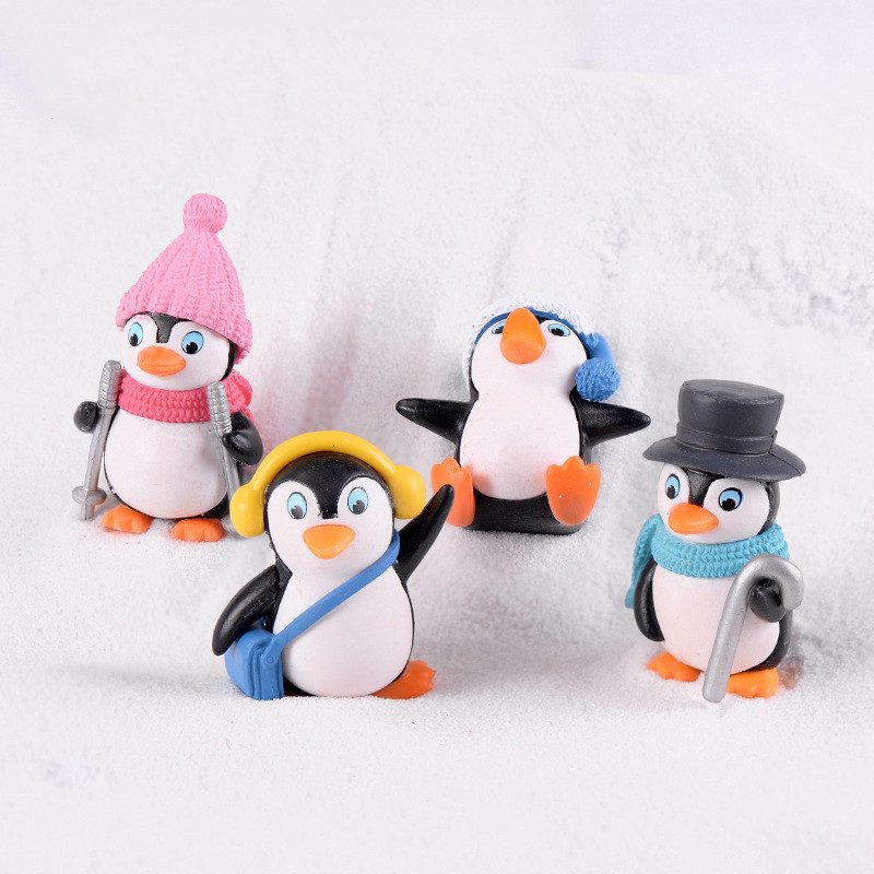 Cartoon Resin Penguin Model Kids Toys Miniture Fairy Garden Accessories Supplies Pot Bonsai Moss Fairy Garden Animals Micro Landscape Miniature Garden Terrariums Fairy Garden Figurine Kits Items Table Decoration Accessories